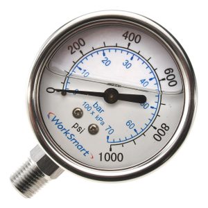 VALUE COLLECTION Pressure Gauge: 2-1/2" Dial, 1,000 psi, 1/4" Thread, NPT, Lower Mount 116AL25K01