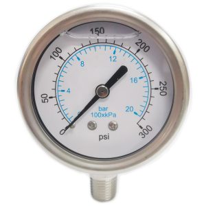 VALUE COLLECTION Pressure Gauge: 2-1/2" Dial, 300 psi, 1/4" Thread, NPT, Lower Mount 116AL25300