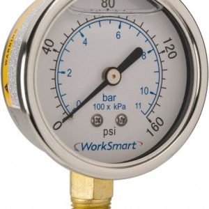 VALUE COLLECTION Pressure Gauge: 2-1/2" Dial, 160 psi, 1/4" Thread, NPT, Lower Mount 115AL25160