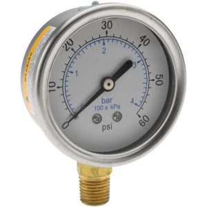 VALUE COLLECTION Pressure Gauge: 2-1/2" Dial, 60 psi, 1/4" Thread, NPT, Lower Mount 115AL25060