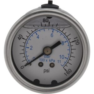 VALUE COLLECTION Pressure Gauge: 2" Dial, 160 psi, 1/4" Thread, NPT, Center Back Mount 116AB20160