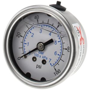 VALUE COLLECTION Pressure Gauge: 2" Dial, 100 psi, 1/4" Thread, NPT, Center Back Mount 116AB20100