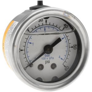 VALUE COLLECTION Pressure Gauge: 1-1/2" Dial, 60 psi, 1/8" Thread, NPT, Center Back Mount 116AB15060