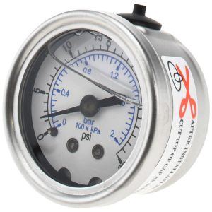 VALUE COLLECTION Pressure Gauge: 1-1/2" Dial, 30 psi, 1/8" Thread, NPT, Center Back Mount 116AB15030