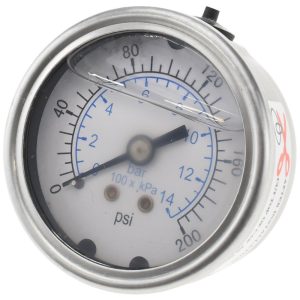 VALUE COLLECTION Pressure Gauge: 2" Dial, 200 psi, 1/4" Thread, NPT, Center Back Mount 115AB20200