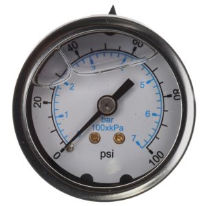 VALUE COLLECTION Pressure Gauge: 2" Dial, 100 psi, 1/4" Thread, NPT, Center Back Mount 115AB20100