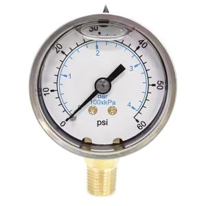 VALUE COLLECTION Pressure Gauge: 2" Dial, 60 psi, 1/4" Thread, NPT, Lower Mount 115AL20060