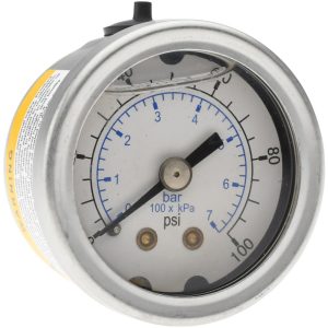 VALUE COLLECTION Pressure Gauge: 1-1/2" Dial, 100 psi, 1/8" Thread, NPT, Center Back Mount 115AB15100