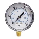 VALUE COLLECTION Pressure Gauge: 2-1/2" Dial, 200 psi, 1/4" Thread, NPT, Lower Mount 111CL25200