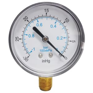 VALUE COLLECTION Pressure Gauge: 2-1/2" Dial, 1/4" Thread, NPT, Lower Mount 111CL25VAC