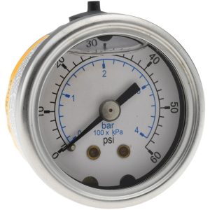 VALUE COLLECTION Pressure Gauge: 1-1/2" Dial, 60 psi, 1/8" Thread, NPT, Center Back Mount 115AB15060