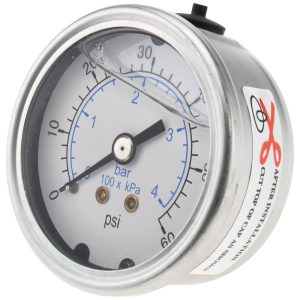 VALUE COLLECTION Pressure Gauge: 2" Dial, 60 psi, 1/4" Thread, NPT, Center Back Mount 115AB20060