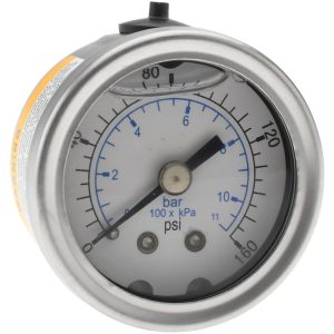 VALUE COLLECTION Pressure Gauge: 1-1/2" Dial, 160 psi, 1/8" Thread, NPT, Center Back Mount 116AB15160