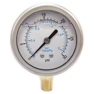VALUE COLLECTION Pressure Gauge: 2-1/2" Dial, 30 psi, 1/4" Thread, NPT, Lower Mount 115AL25030