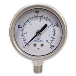VALUE COLLECTION Pressure Gauge: 2-1/2" Dial, 160 psi, 1/4" Thread, NPT, Lower Mount 116AL25160D