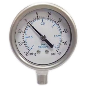 VALUE COLLECTION Pressure Gauge: 2-1/2" Dial, 30 psi, 1/4" Thread, NPT, Lower Mount 116AL25V30D