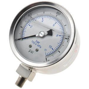 VALUE COLLECTION Pressure Gauge: 4" Dial, 160 psi, 1/4" Thread, NPT, Lower Mount 116AL35160D