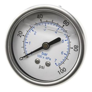VALUE COLLECTION Pressure Gauge: 2-1/2" Dial, 100 psi, 1/4" Thread, NPT, Center Back Mount 116AB25100