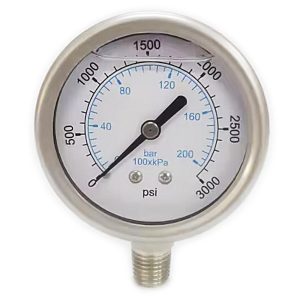 VALUE COLLECTION Pressure Gauge: 2-1/2" Dial, 3,000 psi, 1/4" Thread, NPT, Lower Mount 116AL25K03