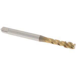 OSG Spiral Flute Tap: M5x0.80 Metric Coarse, 3 Flutes, Modified Bottoming, 6H Class of Fit, Vanadium High Speed Steel, TIN Coated 1755705