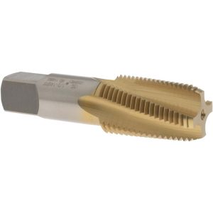 OSG Standard Pipe Tap: 1/2-14, NPTF, 4 Flutes, Vanadium High Speed Steel, TiN Finish 1738005