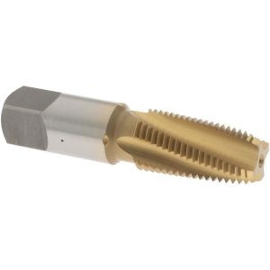 OSG Standard Pipe Tap: 1/4-18, NPT, 4 Flutes, Vanadium High Speed Steel, TiN Finish 1735305