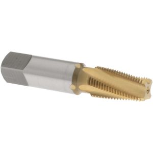 OSG Standard Pipe Tap: 1/8-27, NPT, 4 Flutes, Vanadium High Speed Steel, TiN Finish 1735105