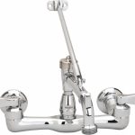 MOEN Standard with Hose Thread, Two Handle Design, Chrome, Wall Mount, Industrial Service Sink Faucet 8124