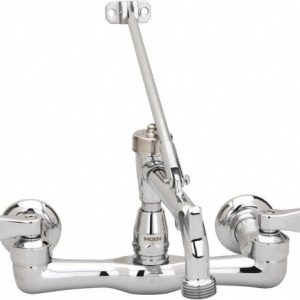 MOEN Standard with Hose Thread, Two Handle Design, Chrome, Wall Mount, Industrial Service Sink Faucet 8124