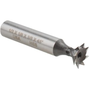 VALUE COLLECTION Dovetail Cutter: 45 &deg;, 1/2" Cut Dia, 1/8" Cut Width, High Speed Steel DT5008-45