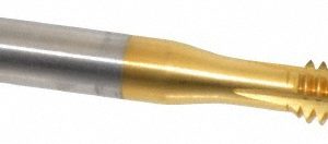 BALAX Straight Flute Tap: 1/4-20 UNC, 4 Flute, Bottoming Chamfer, 3B Class of Fit, Cobalt, Titanium Nitride Finish 54043-01T