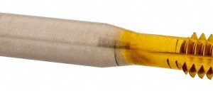 BALAX Straight Flute Tap: 1/4-20 UNC, 4 Flute, Bottoming Chamfer, 2B Class of Fit, Cobalt, Titanium Nitride Finish 54045-01T
