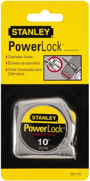 STANLEY Tape Measure: 10' Long, 1/4" Width, Yellow Blade 33-115
