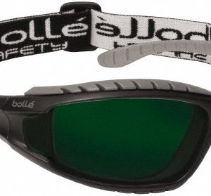 BOLLE SAFETY Safety Glass: Scratch-Resistant, Polycarbonate, Green Lenses, Full-Framed 40089