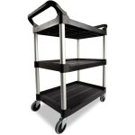 RUBBERMAID Standard Utility Cart: Plastic, Black FG342488BLA