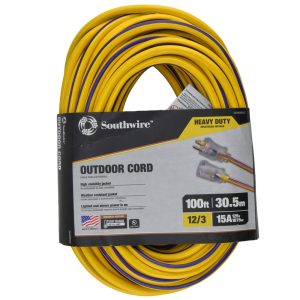 SOUTHWIRE 100', 12/3 Gauge/Conductors, Yellow/Purple Outdoor Extension Cord 2549SW0022