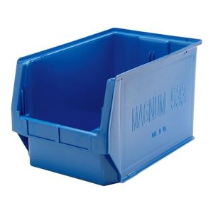 QUANTUM STORAGE Plastic Hopper Stacking Bin: Blue QMS533BL