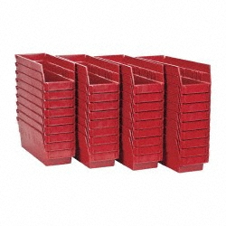 QUANTUM STORAGE Plastic Hopper Shelf Bin: Red QSB101RDCS