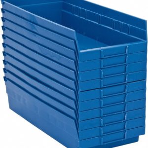 QUANTUM STORAGE Plastic Hopper Shelf Bin: Blue QSB108BLCS