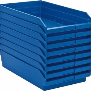 QUANTUM STORAGE Plastic Hopper Shelf Bin: Blue QSB110BLCS