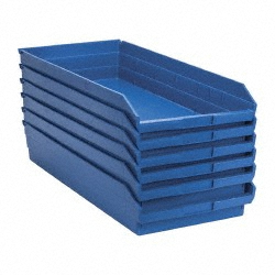 QUANTUM STORAGE Plastic Hopper Shelf Bin: Blue QSB116BLCS