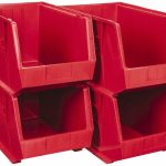 QUANTUM STORAGE Plastic Hopper Stacking Bin: Red QUS260RDCS