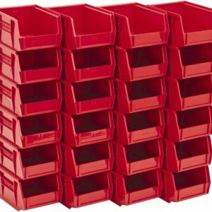 QUANTUM STORAGE Plastic Hopper Stacking Bin: Red QUS210RDCS
