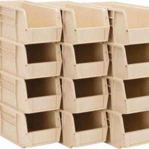 QUANTUM STORAGE Plastic Hopper Stacking Bin: Ivory QUS230IVCS