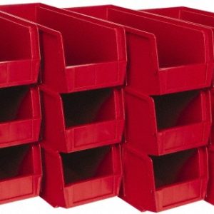 QUANTUM STORAGE Plastic Hopper Stacking Bin: Red QUS234RDCS