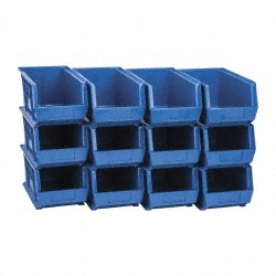 QUANTUM STORAGE Plastic Hopper Stacking Bin: Blue QUS240BLCS