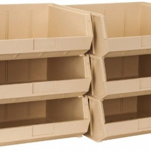 QUANTUM STORAGE Plastic Hopper Stacking Bin: Ivory QUS250IVCS