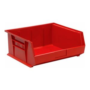 QUANTUM STORAGE Plastic Hopper Stacking Bin: Red QUS250RDCS