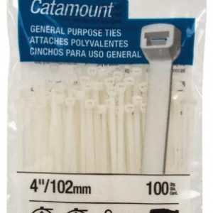 THOMAS & BETTS Cable Tie Duty: 4" Long, Natural, Nylon, Standard L-4-18-9-C