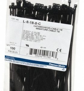 THOMAS & BETTS Cable Tie Duty: 8" Long, Black, Nylon, Standard L-8-18-0-C